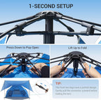 Elegear Beach Tent with Canopy, 1-Second Setup Pop Up Sun Shelter Shade, UPF 50+ UV Protection Silver-Coated Lightweight Portable Beach Cabana