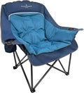 Black Sierra Oversized Camping Chair for Adults – 400 lb Heavy Duty Folding Chair with Cup Holders & Carry Bag