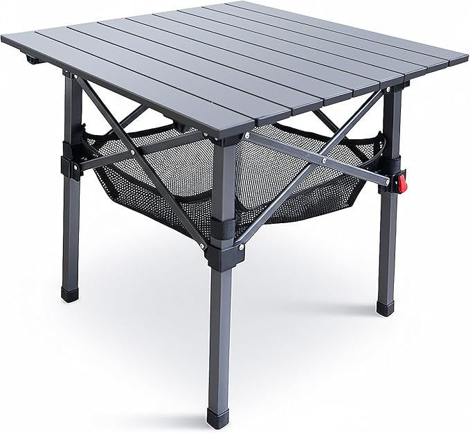 Folding Camping Table, Portable Lightweight Beach Tables for Sand Foldable, Aluminum Roll-up Folding Square Table for Outdoor Camping, Picnic, Card, Travel