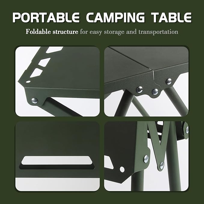 Folding Tactical Outdoor Table,Portable Adjustable Height IGT Modular Panels Camp Table with Light Bracket for Travel expeditions, Hiking, Picnics, BBQs & Beach Trips