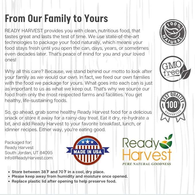 Ready Harvest Freeze Dried Food - Broccoli Florets | Emergency Food | Long-Term Storage | #10 Can | 25-Year Shelf Life | Cans Filled to the Top