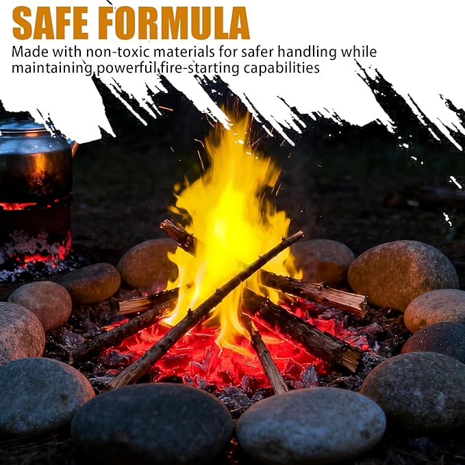 30 Pack Waterproof Fire Starters with 5+ Minute Burn for Camping, Emergency, Fire Pits, Grills,Non-Toxic