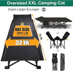 LILYPELLE Folding Camping Cot W/Mattress, 78" L x 32" W x 18" H Cot Bed, Heavy Duty Wide Camping Cot XXL for Adults, Portable Sleeping Cot Bed for Travel Camping/Office, Home Nap