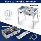 ARC Double Burner Propane Stove, Stainless Steel Camping Stove with 150,000 BTU/H, Easy-Assemble, 20PSI Regulator and Hose, Ideal for Outdoor Cooking,Camping and Gatherings (Stainless Steel)