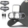 2 Pack LED Hat Clip Lights, 900LM Dimmable Rechargeable Cap Flashlight, 180° Adjustable Headlamp with Zoom & Floodlight, Waterproof Hat Light for Running, Camping, Fishing, Hiking, Emergency (Black)