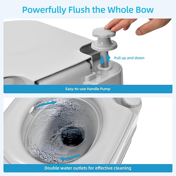 YITAHOME 5.28 Gallon Portable Toilet for Camping, RV Travel Porta Potty Leak-Proof with Press Flush Pump, Rotating Spout, Level Indicator for Adults, Camping, RV, Boating, Hiking, Trips