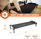 Disc-O-Bed Large Outdoor Modular 1 Person Single Camping Cot Portable Bed for Adults, Sleep Solution for Tents, Black