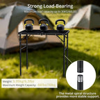 Anbte Portable Grill Table Max 29.5", 2 Adjustable Heights Folding Camping Table with Heat-Resistant Mesh Tabletop &Portable Handle, Waterproof, for Cooking BBQ Outdoor Patio, 31" X 22", Black