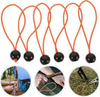 VILLCASE 10pcs Outdoor Tent Bungee Cords with Plastic Buckles, 6-inch Elastic Shock Cords for Camping Gear, Windproof Tie-Down Straps for Hiking and Backpacking