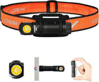 ACEBEAM H16 650 High Lumens Rechargeable Led Headlamp Flashlight, EDC AA Right Angle Flashlight, Pocket Mini Small Flash Light with Clip, 519A 90+ High CRI Led Head Lamp with Headband kit (5000K)
