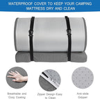 Memory Foam Camping Mattress Pad 3 Inch Thick, Portable Sleeping Pad with Waterproof Cover, Portable Roll Up Cot Mattress Pad Floor Mat for Travel Truck Bed Tent 72" x 24"x 3"