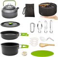 MDybf Camping Pans and Pots Kit, Portable Outdoor Cookware, Tea Kettle Bowl Tableware Set with Mesh for Trekking, Hiking, Backpacking, Picnic, for 2-3 Person (Cookware Set)