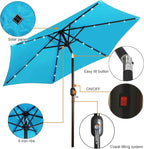 Blissun 7.5 ft Solar Umbrella, 18 LED Lighted Patio Umbrella, Table Market Umbrella