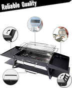 Charmline 15x11 inches Portable Charcoal Grill, Compact Portable BBQ Grill, Tabletop Charcoal Grills for Camping, Picnics, Gardens and Beach Parties, Black