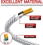 16/3 Flat Plug Braided Extension Cord 6 FT, Indoor 3 Prong Grounded Low Profile Extension Wire Flexible, Suitable for Home and Office, 13 Amp 1625 Watt 125VAC 16AWG, ETL Listed