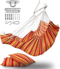 ADVOKAIR Hanging Hammock Chair Large Swing Chair with Foot Rest and Hardware,Max 500lbs,Steel Spread Bar with Anti Slips, 2 Cushions and Side Pocket,Indoor/Outdoor Use…