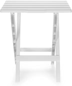 Camco 51695 White Large Adirondack Portable Outdoor Folding Side Table, Perfect for The Beach, Camping, Picnics, Cookouts and More, Weatherproof and Rust Resistant