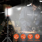 Rechargeable 12000mAh Camping Light with Adjustable Stand, Cordless Work Light with 3 LED Lamp Heads, 2200 Lumens Dimmable Magnetic Emergency Flashlight with Detachable Tripod, Orange