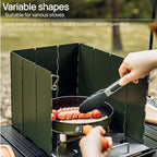 Foldable Camping Stove Windscreen, Green Aluminum Outdoor Windshield Gas Stove Lightweight Wind Screen for Camping, Wind GuardGlamping, Hiking, Picnic, Backpacking