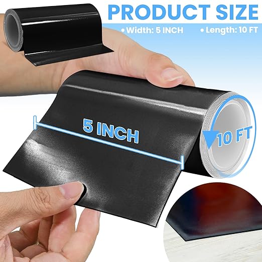 Waterproof Repair Tape for Fabric, Plastic, Awning, RV Underbelly, Tarp, Tent, Sail and Boat Cover Outdoor Repair Patch, Heavy Duty,5 Inch x 10FT Black