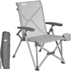 SUNNYFEEL Folding Camping Chair Heavy Duty Ergonomic Chairs Support 500lbs with Adjustable Breathable High Back Support and Cup Holder, Aluminum Frame for Fishing, Camp, Beach, Lawn, RV, Patio
