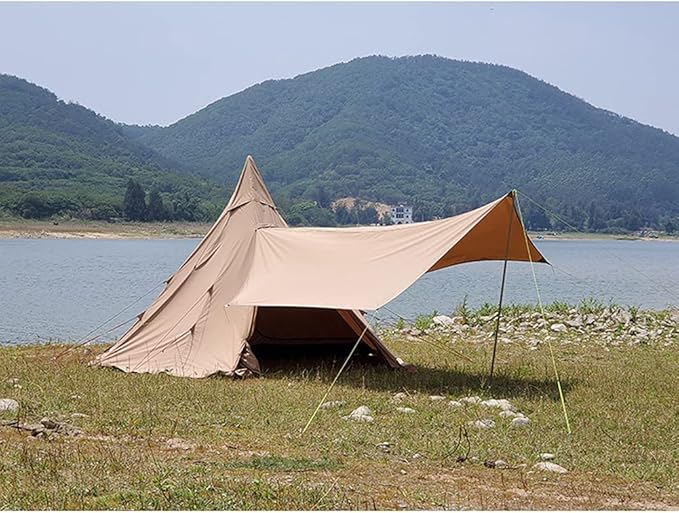 GeRRiT Pyramid Tent Indian Shelter Anti-Rainstorm Outdoor Camping Tent Yurt Tent with Stove Hole Family Teepee Tent