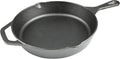 10 Inch Cast Iron Skillet, Pre-Seasoned Frying Pan for Oven, Stovetop, Grill & Campfire, Durable, Non-Toxic, Even-Heating Cookware, Black