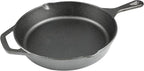 10 Inch Cast Iron Skillet, Pre-Seasoned Frying Pan for Oven, Stovetop, Grill & Campfire, Durable, Non-Toxic, Even-Heating Cookware, Black