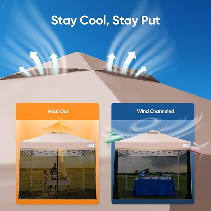 Quictent 10x10 Pop Up Screened Canopy Tent, Instant Setup for 1 Person with Netting, Portable & Compact, Waterproof & UV Protection, Ideal for Camping, Beach, Parties, and Outdoor Events