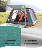 GeRRiT Tent Outdoor Outdoor 3-4 People Tent Automatic one Room one Hall Tent Family Camping Tent Increase Thickening rain Camping Tent,Outdoor Adventure, Seaside Vacation, Desert Travel, Park le