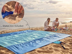 WEKAPO Beach Blanket Sandproof Waterproof, Extra Large Beach Mat, Oversized & Compact Sand Free, Quick Drying Beach Essentials for Vacation, Cruise, Picnic & Camping with Stakes