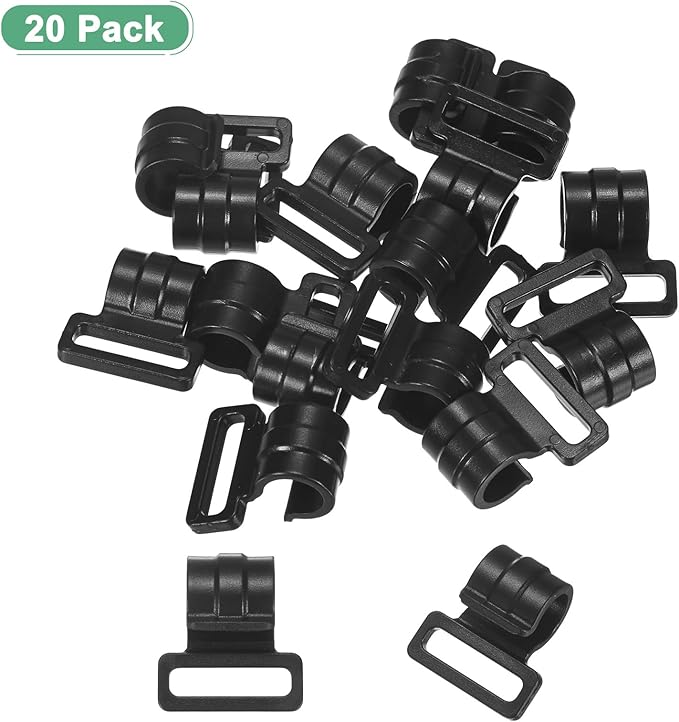 0.4IN Tent Pole Clips [20PCS] - C-Shaped Clamp Use for Camping & Awning Tent & Canopies Poles - [POM Plastic] Tent Pole Attachment Clips Webbing Strap Clamp