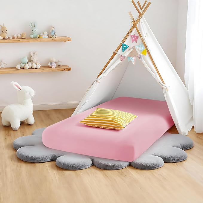 Kids Air Mattress Fitted Sheet Only Compatible with Intex Cozy Kidz, Light Pink Toddler Inflatable Mattress Sheets for Travel Camping Airbed & Sleepover Party