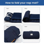 PHF Toddler Nap Mat with Removable Pillow and Minky Fleece Blanket, Rollup Design Warm Slumber Bags for Boys Girls, 52"x20"x2" Kids Sleeping Bag for Daycare Preschool Travel Camping, Astronaut