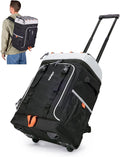 TOURIT 50-Can Rolling Backpack, Double Deck & Dual-Bar Handle Travel Soft Cooler Bag with Wheels, 30L Space Beach Cooler Size 18"(15"+3")×13"×11"