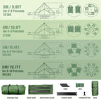 Canvas Bell Yurt Tent with Stove Jack, Waterproof Luxury 4 Season Tents for Family Outdoor Camping 100% Cotton Green Glamping Tents for Hunting, Partie, All Year Living
