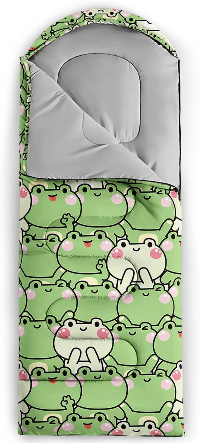 QOOMO Axolotl Cute Camping Sleeping Bags,3 Season Warm & Cool Weather,Lightweight,Waterproof Sleeping Bags for Adults & Kids,Traveling,and Outdoors