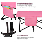 REDCAMP Kids Foldable Camping Cot with Mattress Pad, 220 LBS Child Durable Sleeping Bed with Pocket and Carry Bag Portable for Home, Travelling, Pink