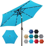 Blissun 7.5 ft Solar Umbrella, 18 LED Lighted Patio Umbrella, Table Market Umbrella
