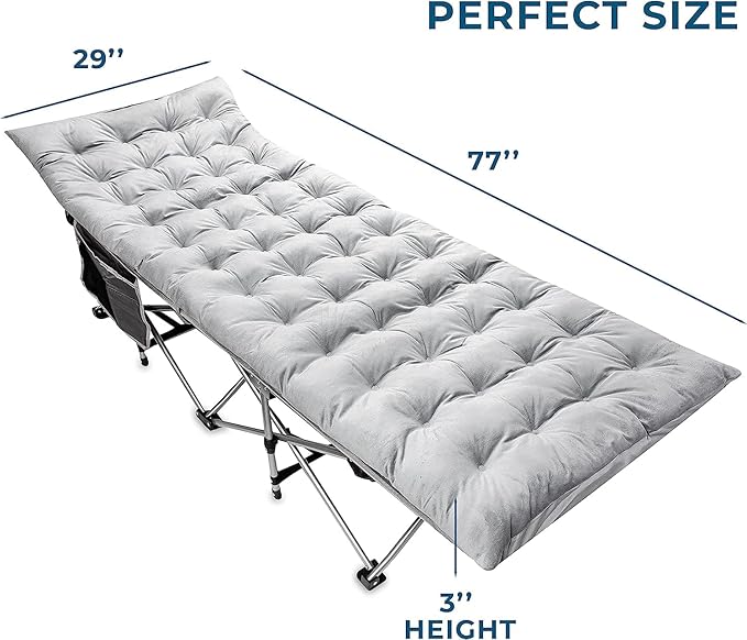Zento Camping Cot Mattress Foam Pad for Adults – Thick Soft Ultra Comfort Sleeping Pad for Traveling Hiking Outdoor or Indoor Use – Lightweight Easy to Carry Foldable Waterproof Adult Cot Mattress