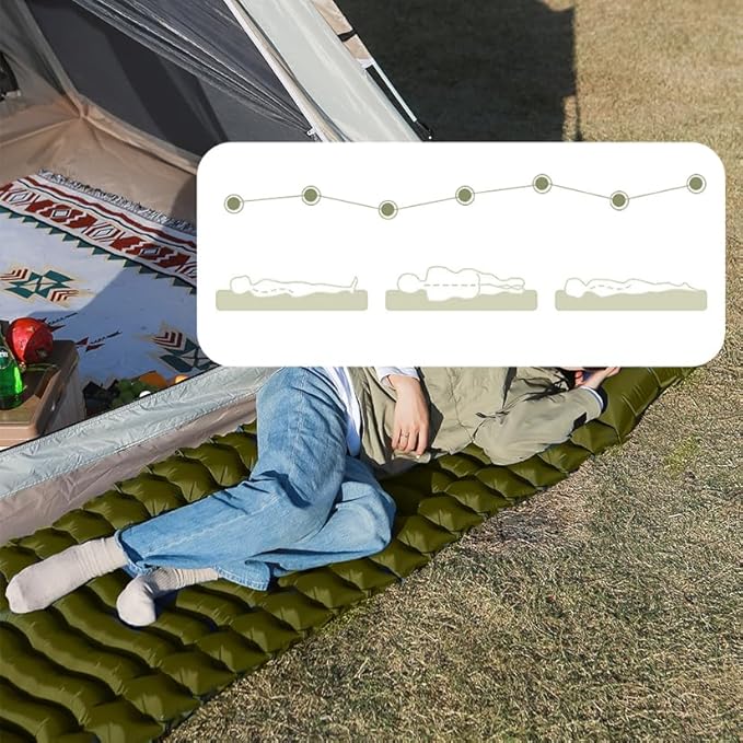 Enlarged and thickened air Sleeping Mats for camping (78.75 x 27.55 X 3.93 inches), 330lbs load capacity, quick inflation in 25 seconds at maximum speed, low noise, TPU coated(Military Green)