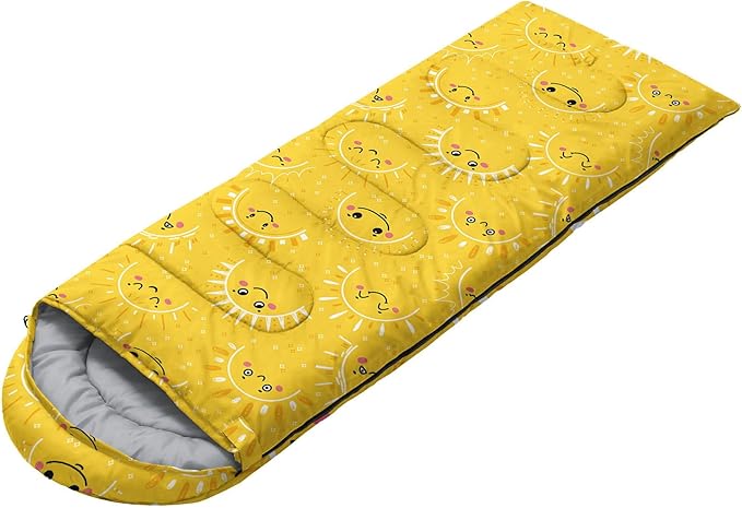 Kids Sleeping Bag for Boys Girls,Blue Ripples Print-Lightweight Warm Portable Outdoor Indoor-Waterproof Cold Weather Resistant Sleeping Bag for Camping Hiking
