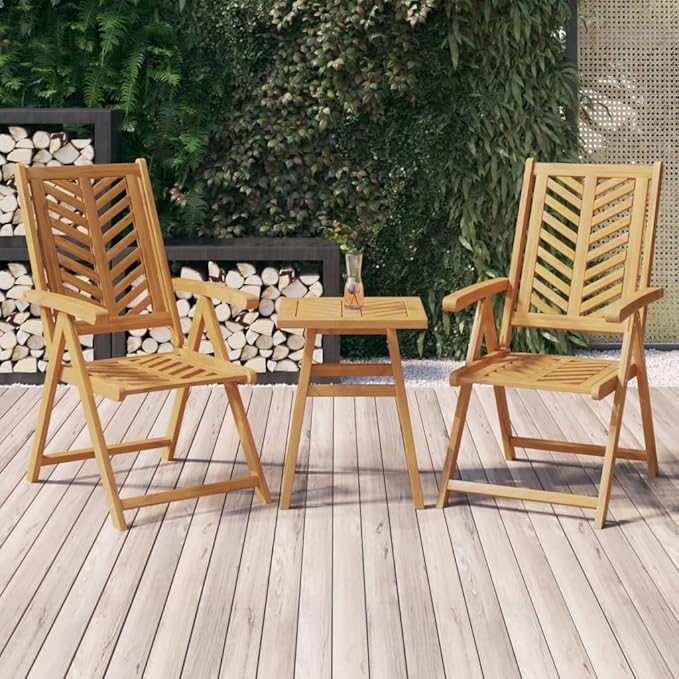 Reclining Patio Chairs 2 pcs,Outdoor Chairs,Leisure Chair,Reception Chair,Garden Chair,Decorative Chair,Camping Chair,Conversation Chair,for Patio,Balcony,Party, Solid Wood Acacia