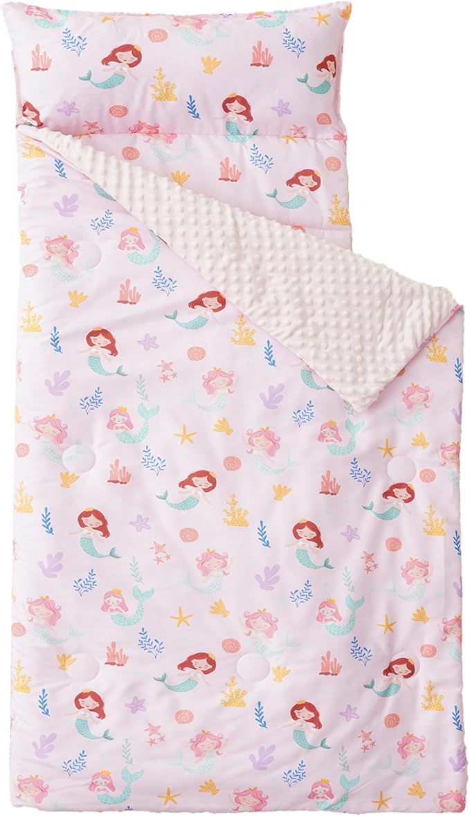 Bunnikins & Clover Toddler Nap Mat with Removable Pillow, Nap Mats for Preschool, Easy Clean Toddler Nap Pad for Kindergarten, Kids Sleeping Bag for Travel Camping