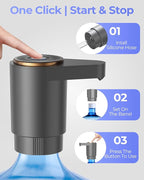 Water Jug Pump for 5 Gallon Bottle – Portable Electric USB-C Charging Dispenser, Dual Powerful Motors, Fast Flow, Fits 2-5 Gallon Jugs – Ideal for Home, Office, Camping, RV, Gray