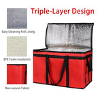 Bodaon 4-Pack Insulated Food Delivery Bag, XXX-Large Meal Grocery Tote Insulation Bag for Hot and cold Food, Commercial, Large Capacity Reusable Warming Bag, Red