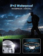 Lsnisni 9 LED Headlamp, 2000 Lumen Super Bright Head Lamp with 6 Modes, IPX5 Waterproof Head Light, Lightweight Head Flashlight for Kids Adults Camping Hiking - 3 AAA Batteries Included