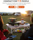Sportneer Camping Table: Adjustable Height Small Folding Table 23.6" L x 15.7" W 4 Height with Mesh Layer - Compact & Portable Camping Essentials for Outdoor Camp Garden Picnic BBQ Dining Cooking | Adjustable Height, 3 Height, Mesh Layer, Compact, Port...