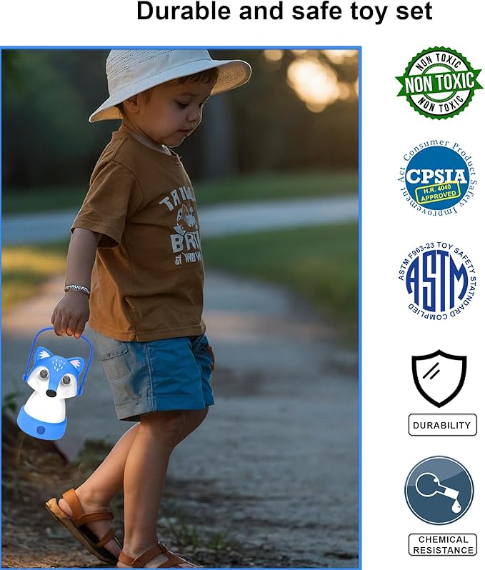 Kids Camping Essentials – LED Kids Lantern and Rechargeable Kids Headlamp Set | Multiple Purposes Kids Nightlight/Flashlight Toys –Holiday, Halloween N Birthday Gifts for Toddlers and Kids (Blue)