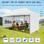 Yesker 10x20 Pop Up Canopy Tent with Sidewalls Instant Outdoor Canopy, Waterproof & UV Protection, Easy Setup Adjustable Height Heavy Duty Shelter Gazebo Tent for Patio Backyard Party Events, White